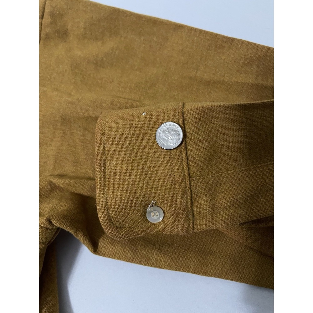 Holbrook Chinook Flannel Vintage 1970s Gold M 15 15 1/2 Wool Blend - Picture 9 of 10